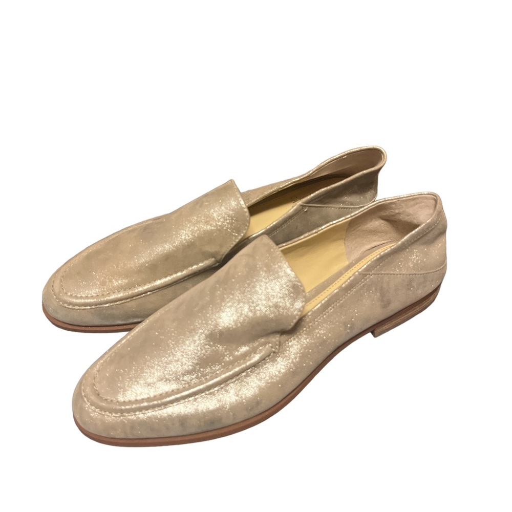 Vince Camuto, gold shimmery flats/loafers 9M
